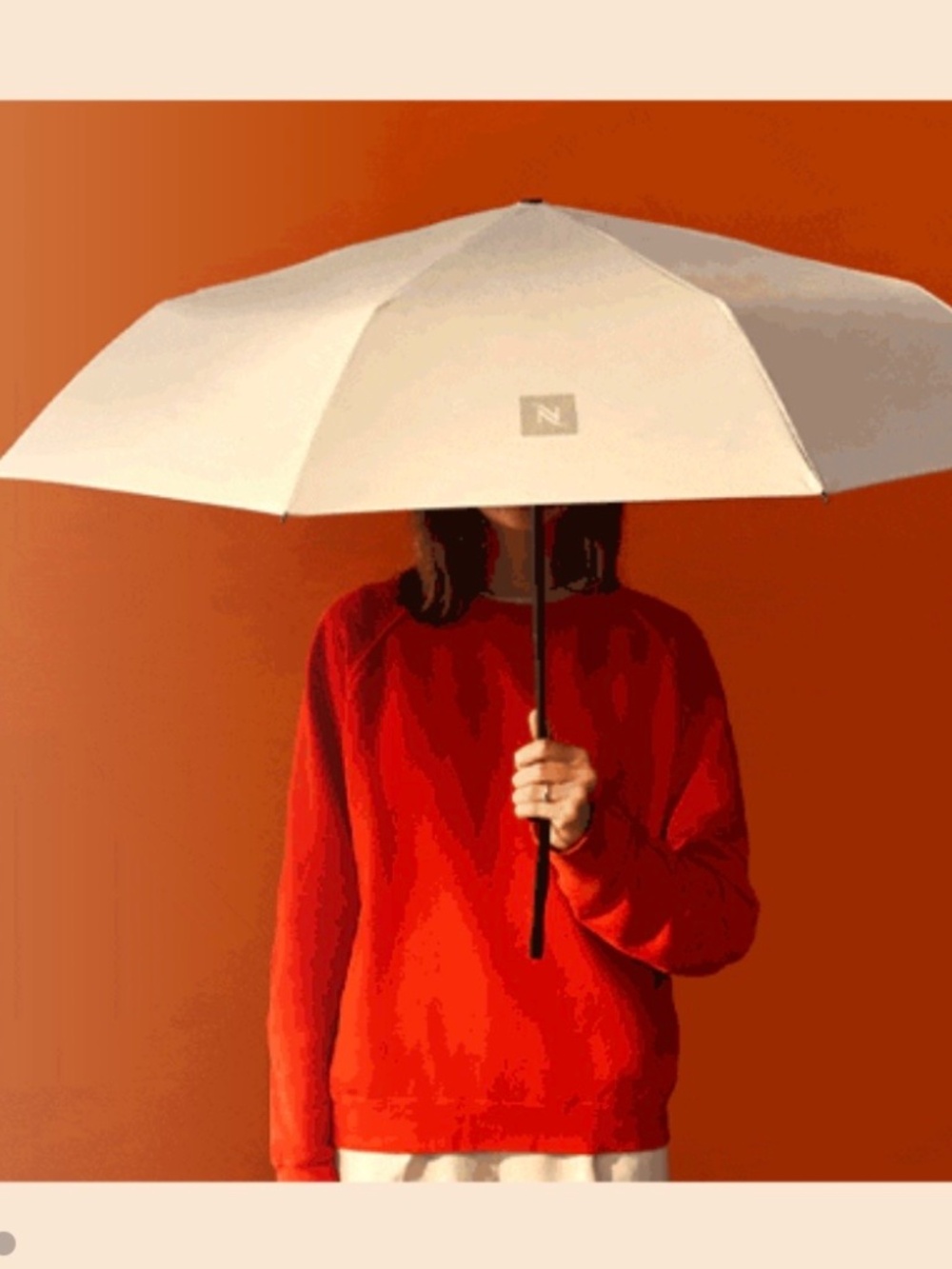 NEW WITH TAGS Nespresso Foldable Umbrella with Logo Taupe Beige